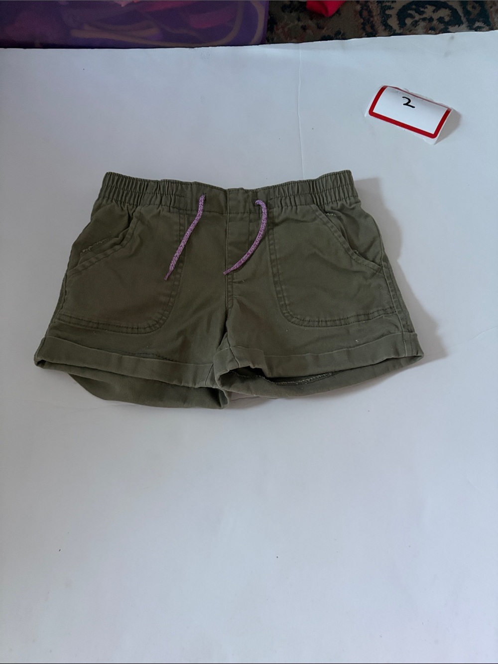 Old Navy Olive Green Drawstring Girls' Shorts with Pink Tie